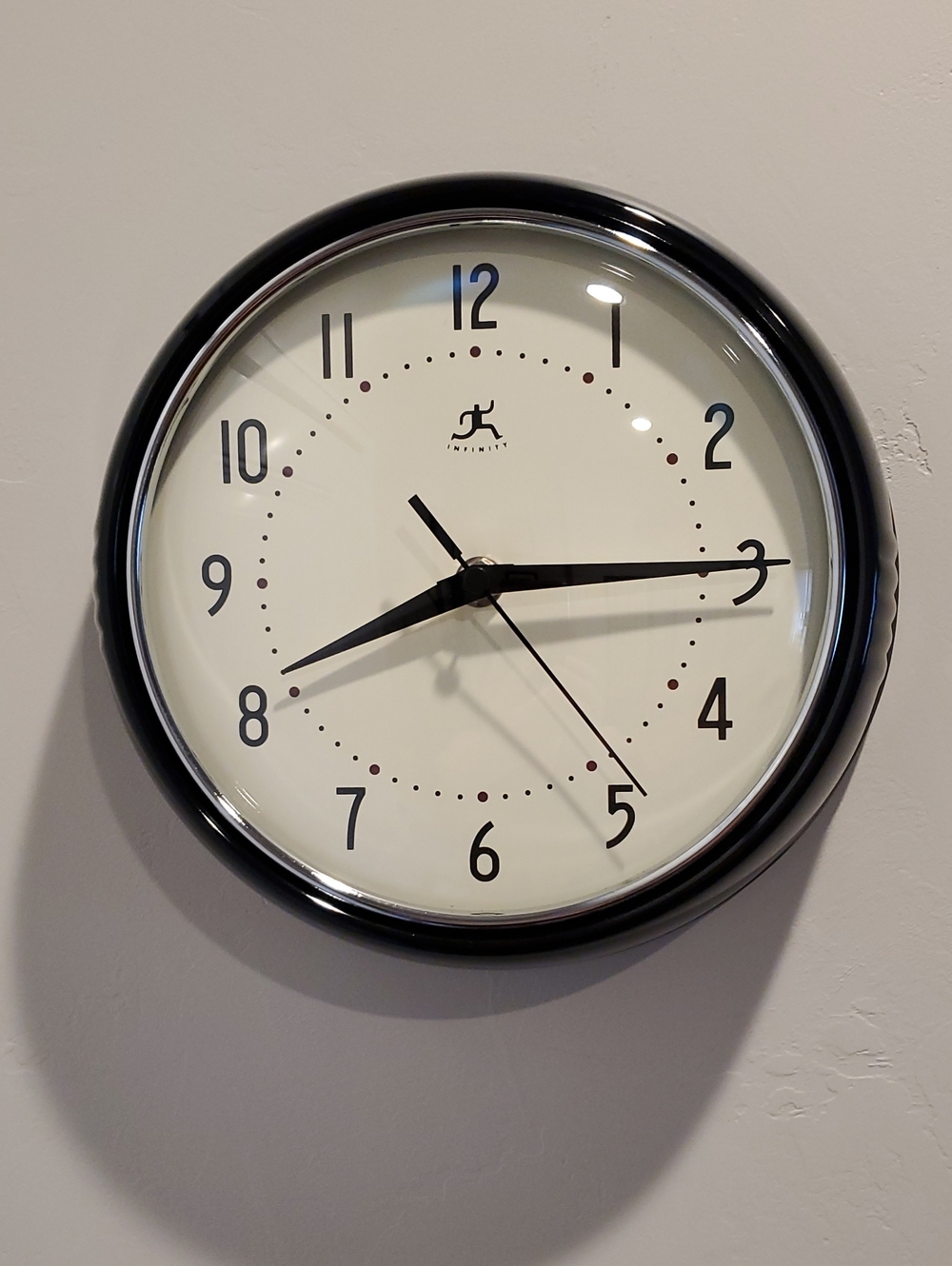 INFINITY Black and Cream Retro Kitchen Wall Clock